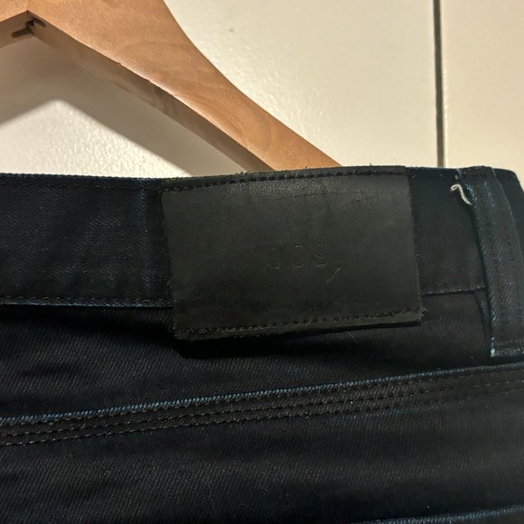 Raleigh Denim Slim Fit Raw Denim Button Fly Black Jeans Indigo Undertones 30 - Picture 6 of 10